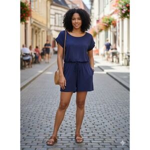 Set Of 2 Zenana Premium Romper. Sz 1X Elastic Waist. 33" PTP. Tie Back At Neck.